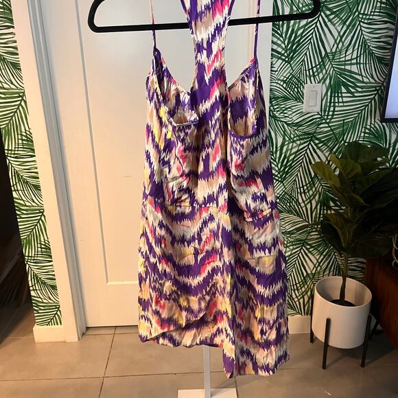 Parker Women's Multicolored Racer Back Summer Sun Mini Dress Size Small - Picture 2 of 10